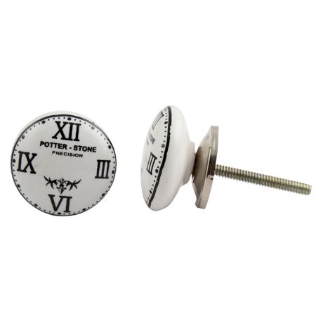 Potter Stone White Flat Ceramic Dresser Knob